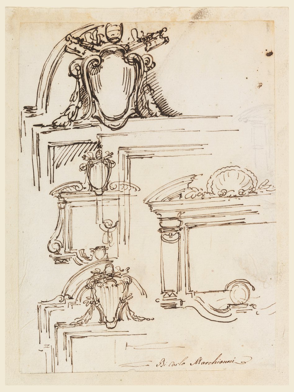 Six esquisses pour cadres de tablettes - Carlo Marchionni
