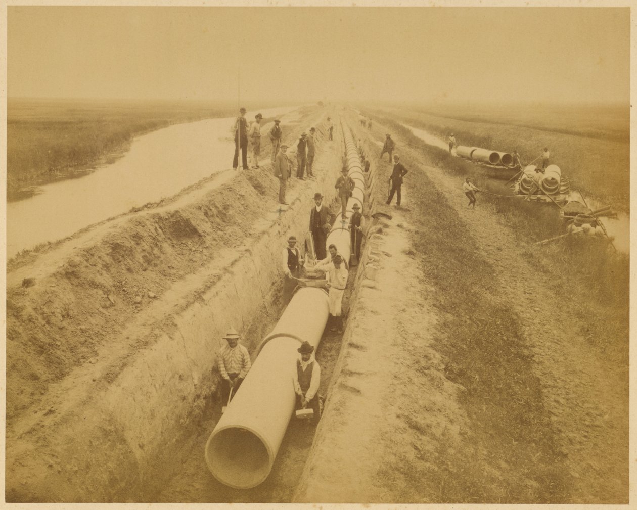 Aqueduc de Venise (nouvelle conduite). Chantier de la digue - Carlo Naya