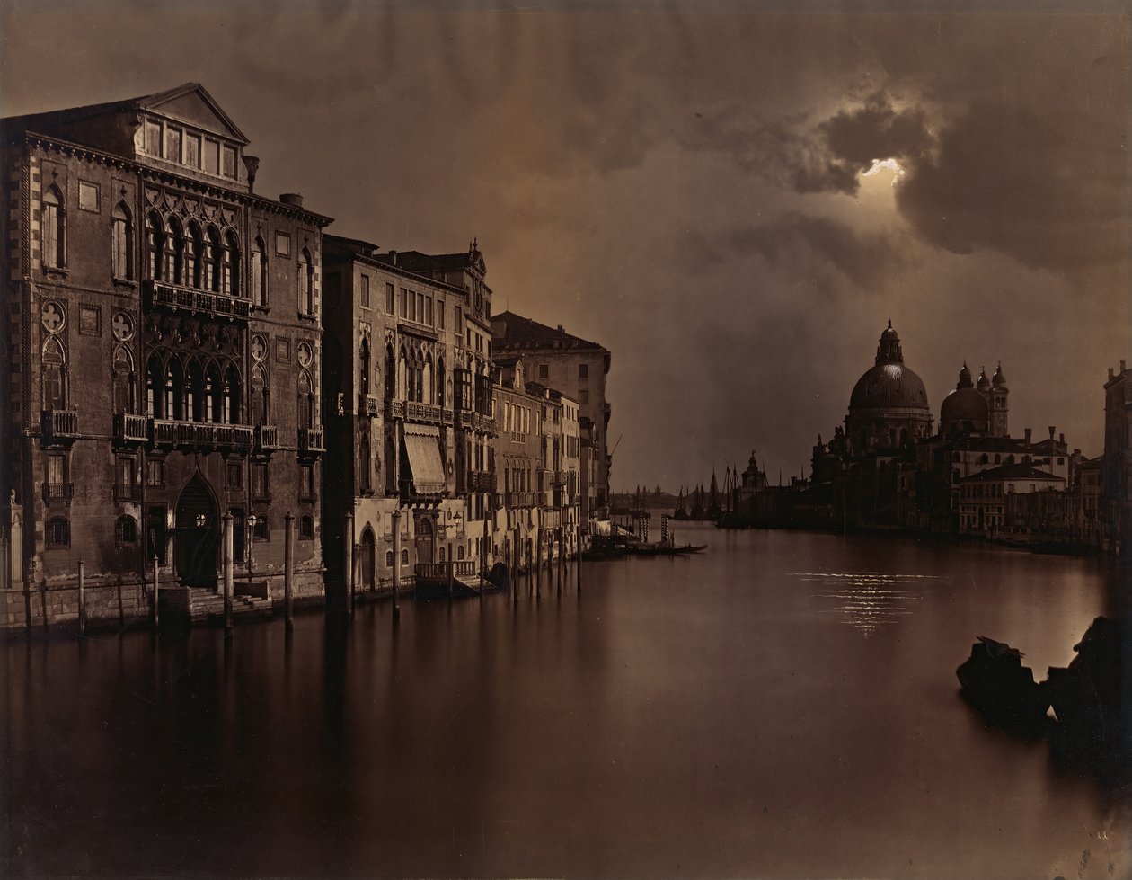 Vue nocturne du Grand Canal, Venise, vers 1875 - Carlo Naya