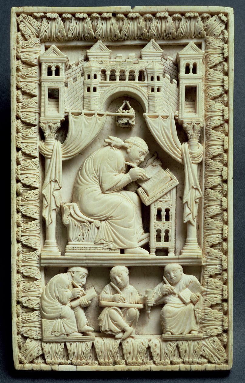 Saint Grégoire écrivant avec des scribes en dessous, école franco-allemande, vers 850-875 - Carolingian School