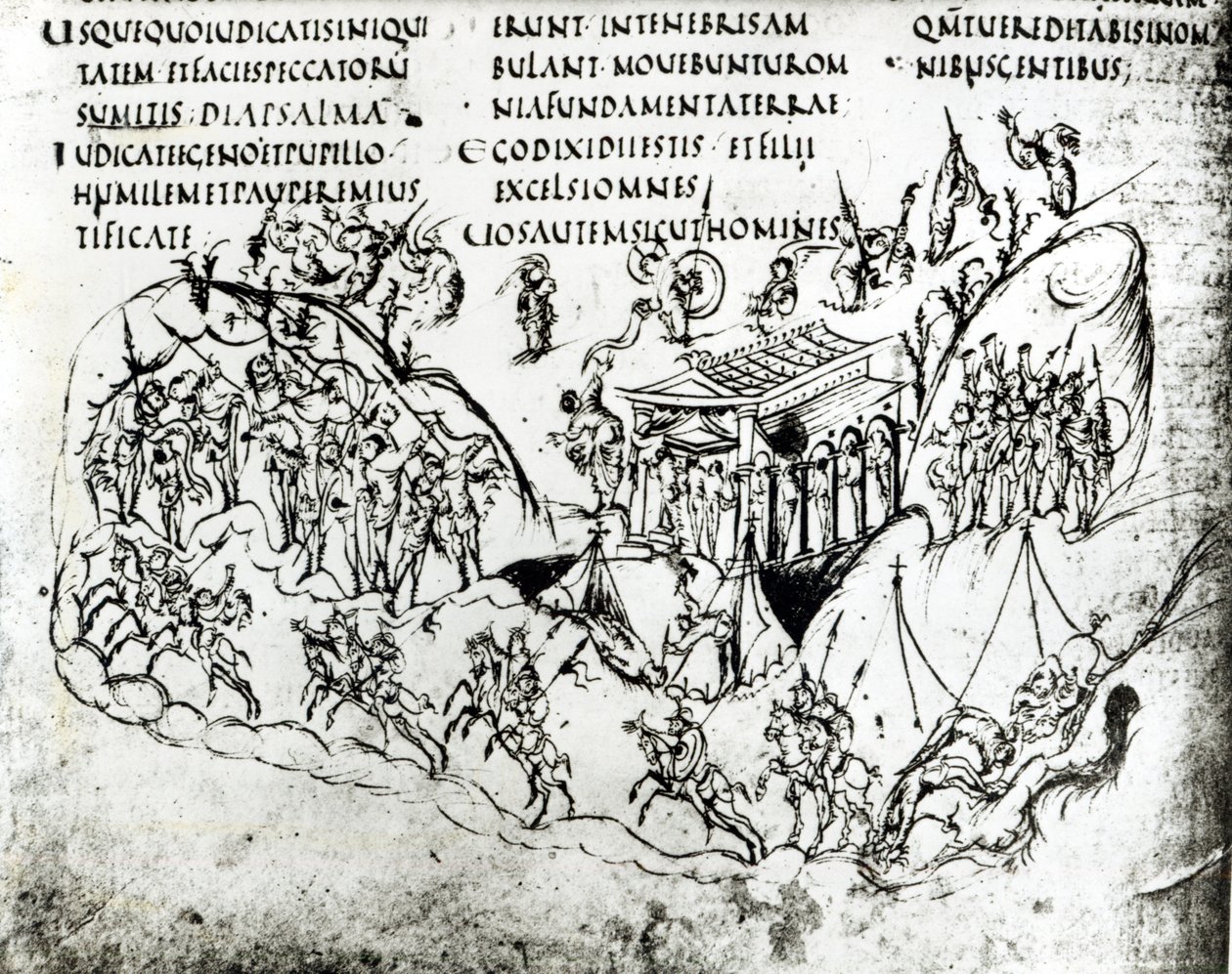 Diverses scènes illustrant un psaume, du Psautier d