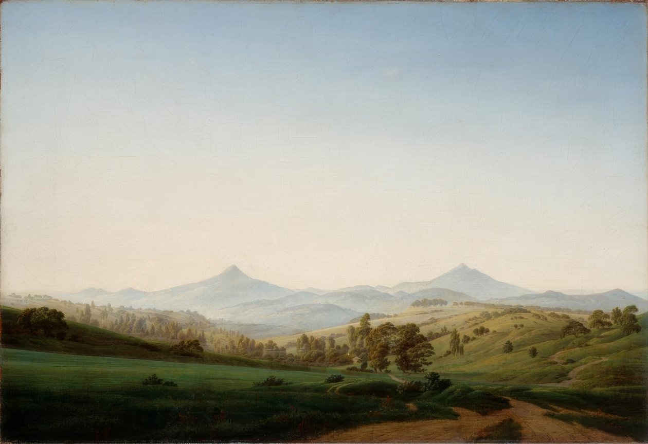 Paysage bohémien avec le Milleschauer - Caspar David Friedrich