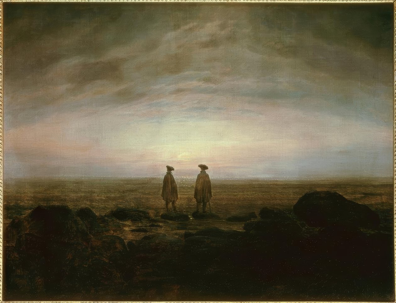 Deux hommes au bord de la mer au lever de la lune - Caspar David Friedrich