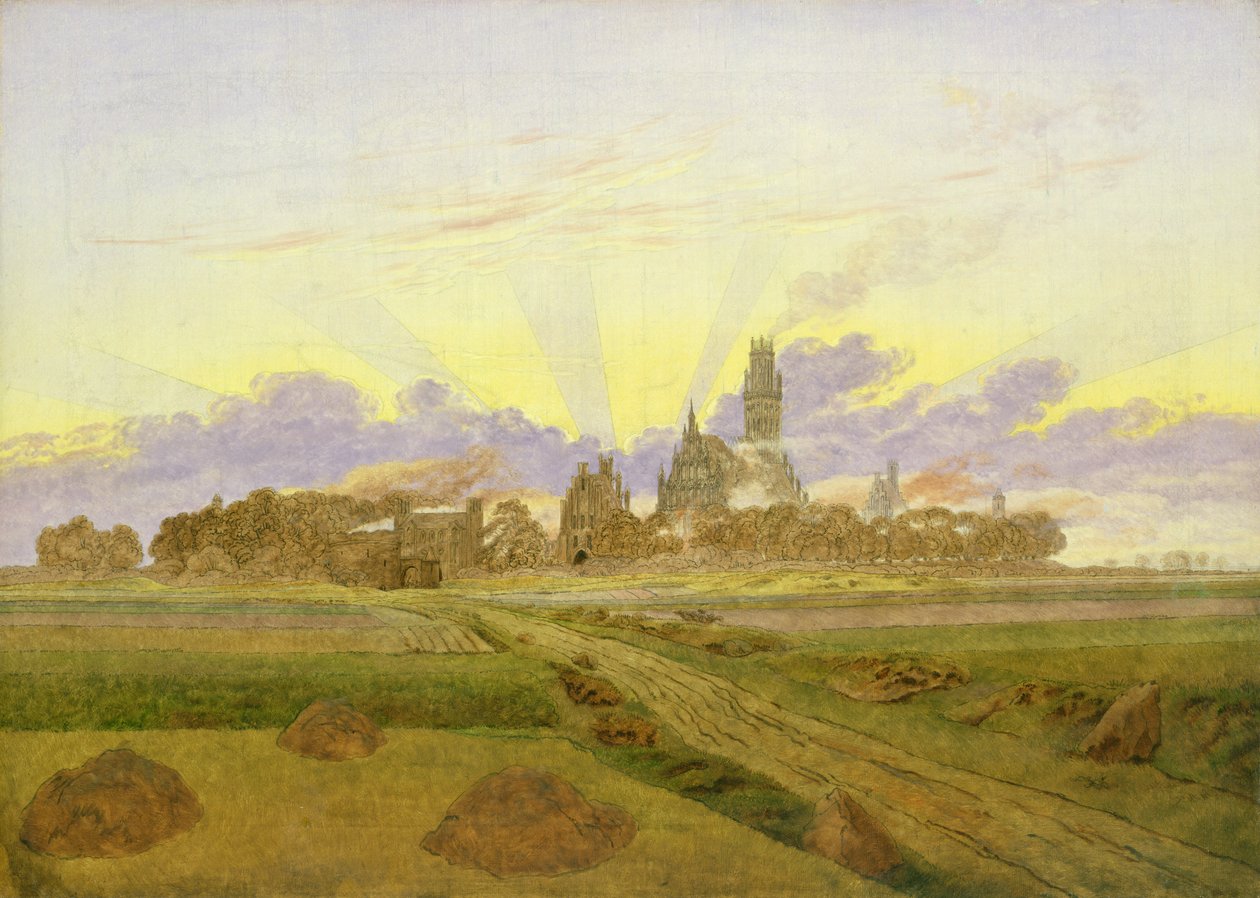 Aube à Neubrandenbourg - Caspar David Friedrich