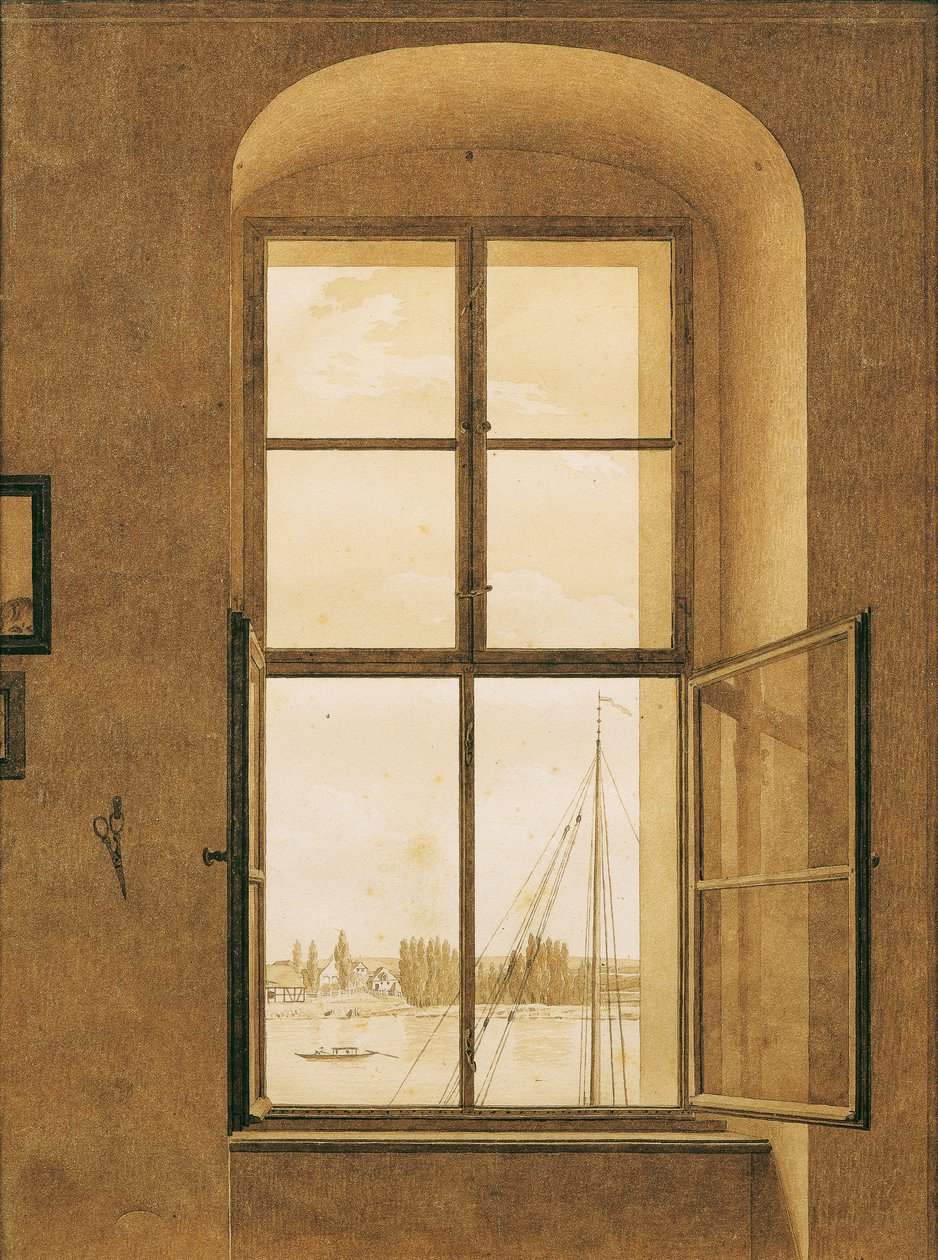 Allemand : Blick aus dem Fenster des Künstlers, rechtes Fenster Vue de la fenêtre de l