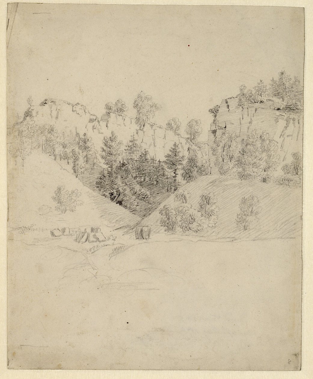 French : Paysage avec une carrière Landscape with a quarry - Caspar David Friedrich