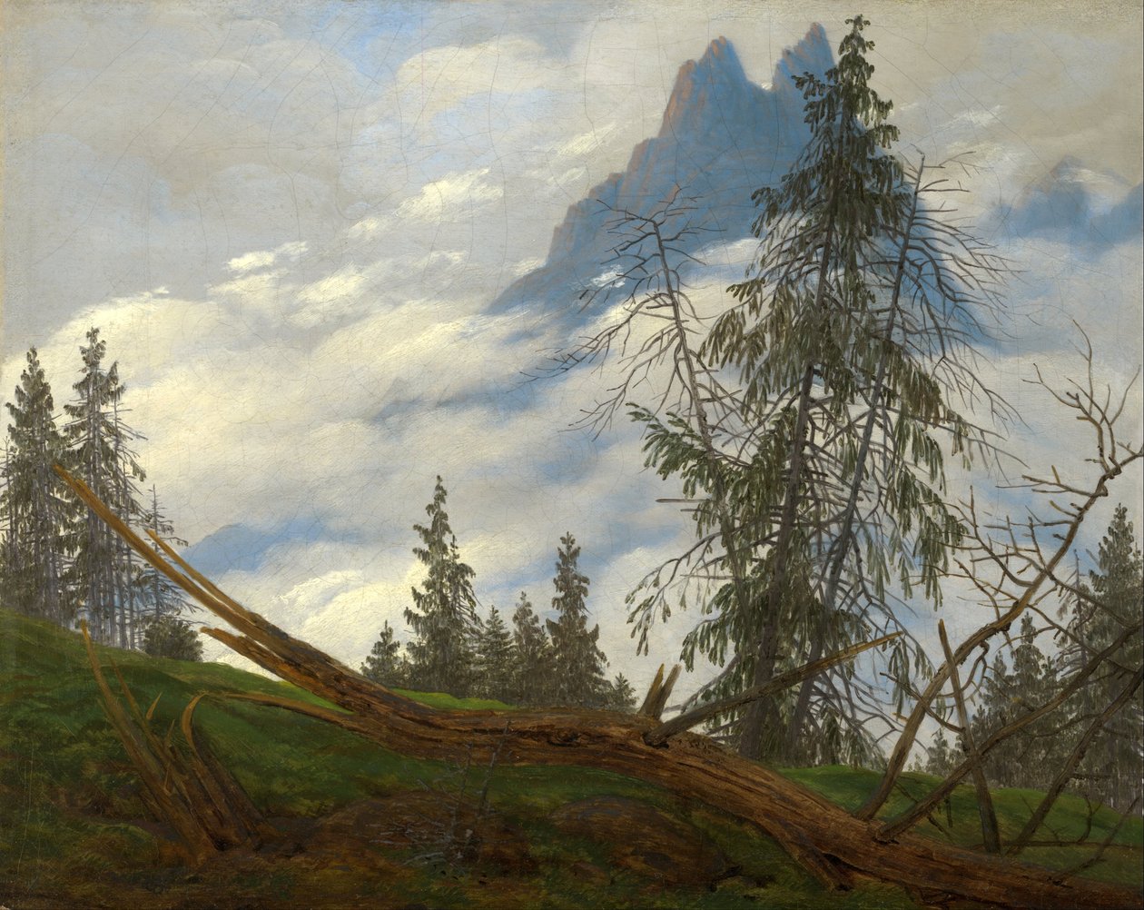 Sommet de montagne avec des nuages qui dérivent - Caspar David Friedrich