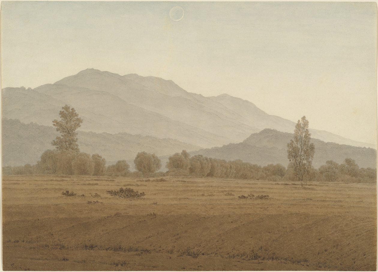 Nouvelle lune ou éclipse solaire au-dessus des montagnes du Riesengebirge - Caspar David Friedrich
