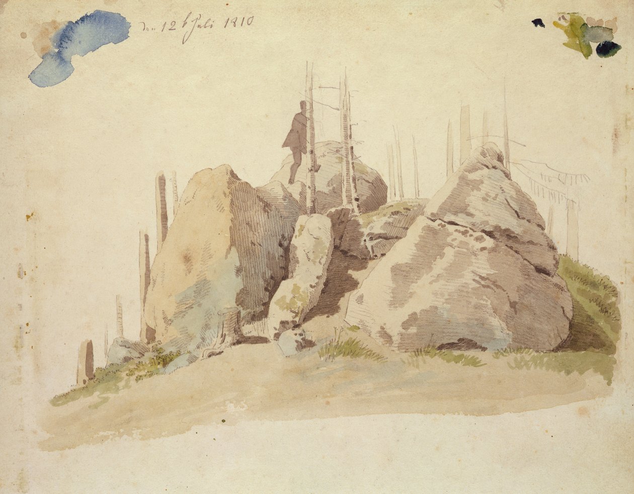 Roche et arbre : étude inachevée, 12 juillet 1810 - Caspar David Friedrich