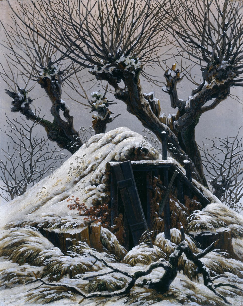 Cabane enneigée - Caspar David Friedrich
