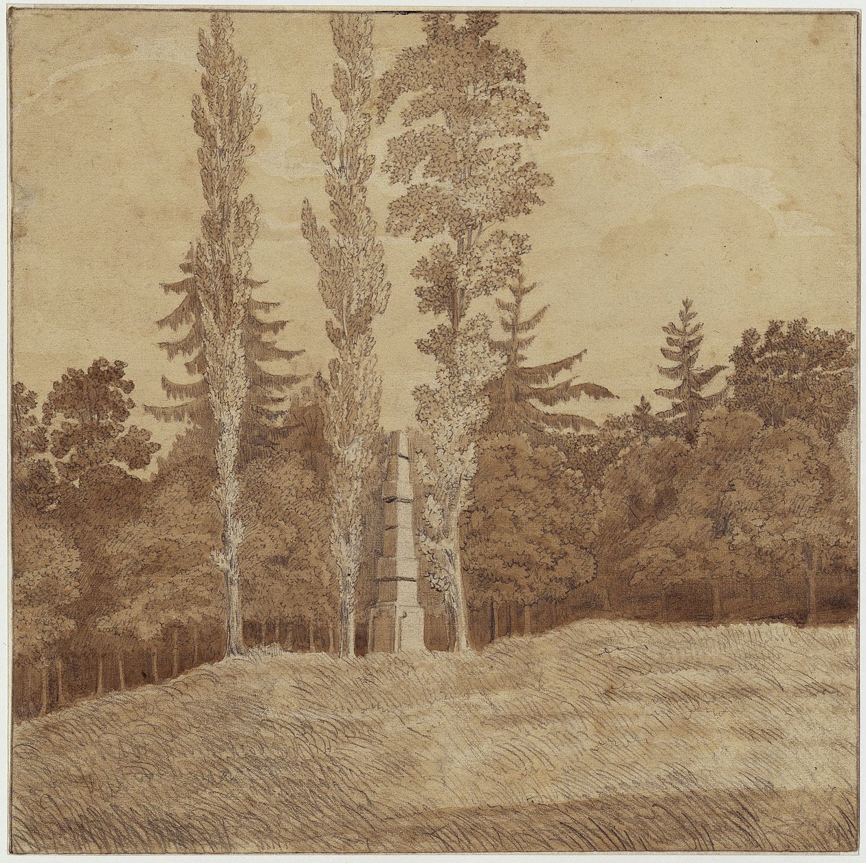 Clairière avec obélisque dans la vallée de Seifersdorf - Caspar David Friedrich