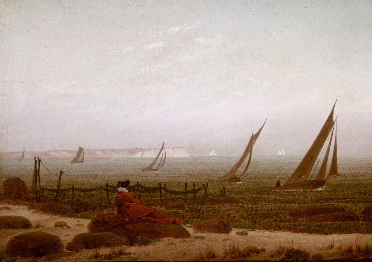 Femme sur la plage à Rügen - Caspar David Friedrich