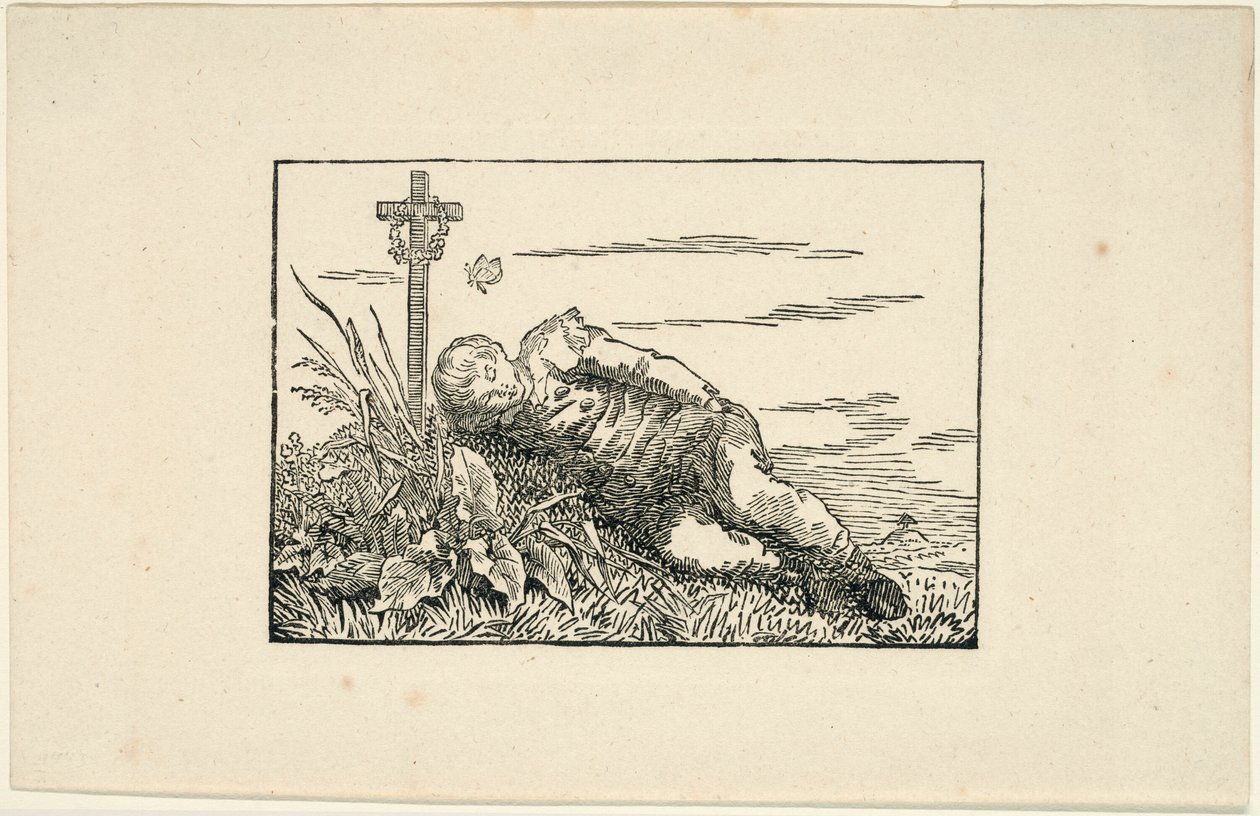 Jeune homme allongé sur une tombe - Caspar David Friedrich