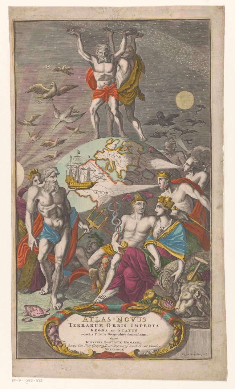 Atlas et Hercule portant le ciel étoilé - Caspar Luyken