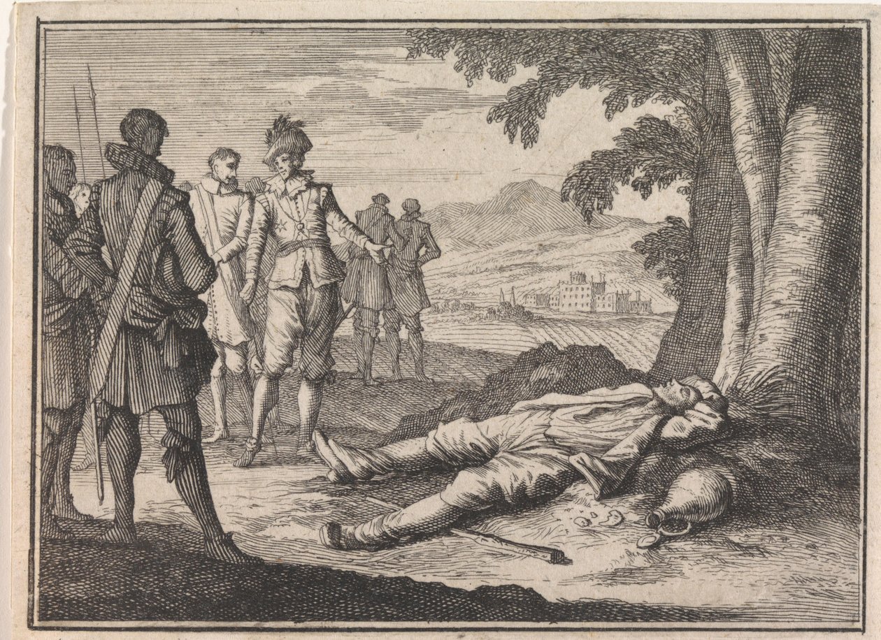 Philippe le Bon trouve un paysan ivre sous un arbre - Caspar Luyken