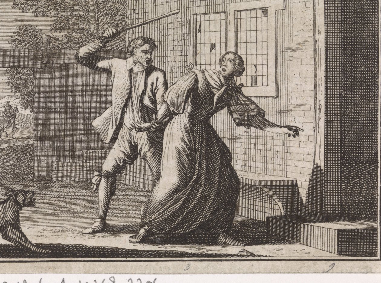 Un homme accueille sa femme chez lui à coups de bâton - Caspar Luyken
