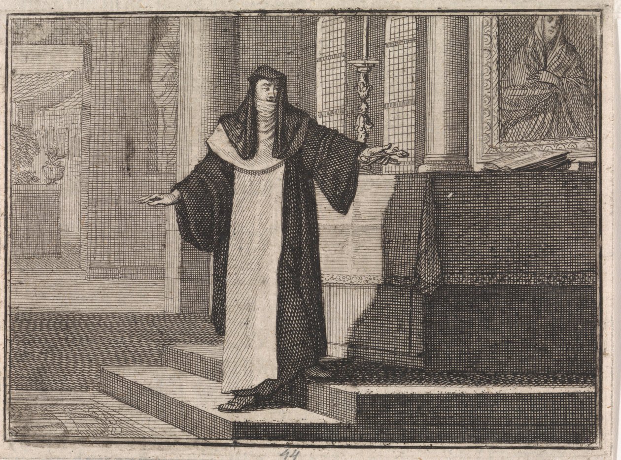 Non dépose une clé sur un autel devant une image de Marie - Caspar Luyken