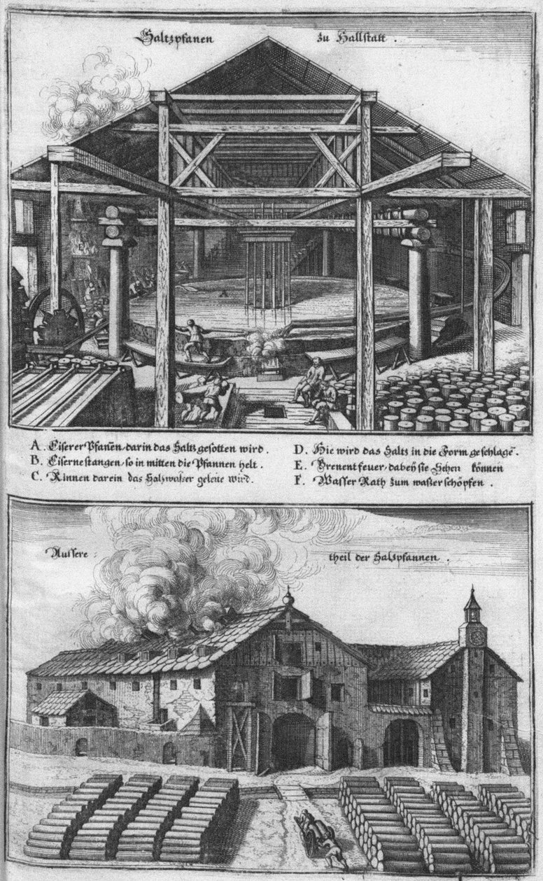Die Saltzpan zu Hallstätt. De: Topographia Provinciarum, 1679 - Caspar Merian