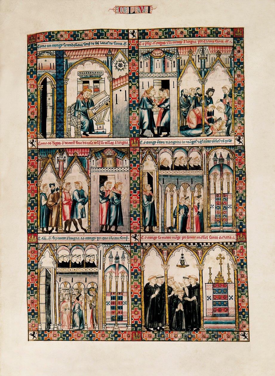 Miniatures dédiées à Sainte Marie et ses miracles, des Cantigas de Santa María (Chants de Sainte Marie), Fol. 156 - Catalan School