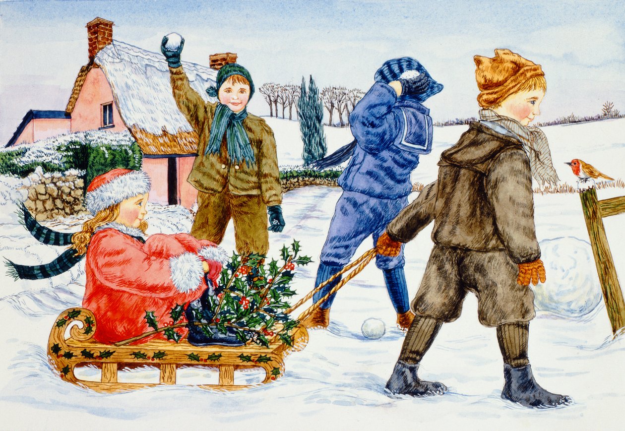 Enfants jouant dans la neige - Catherine Bradbury