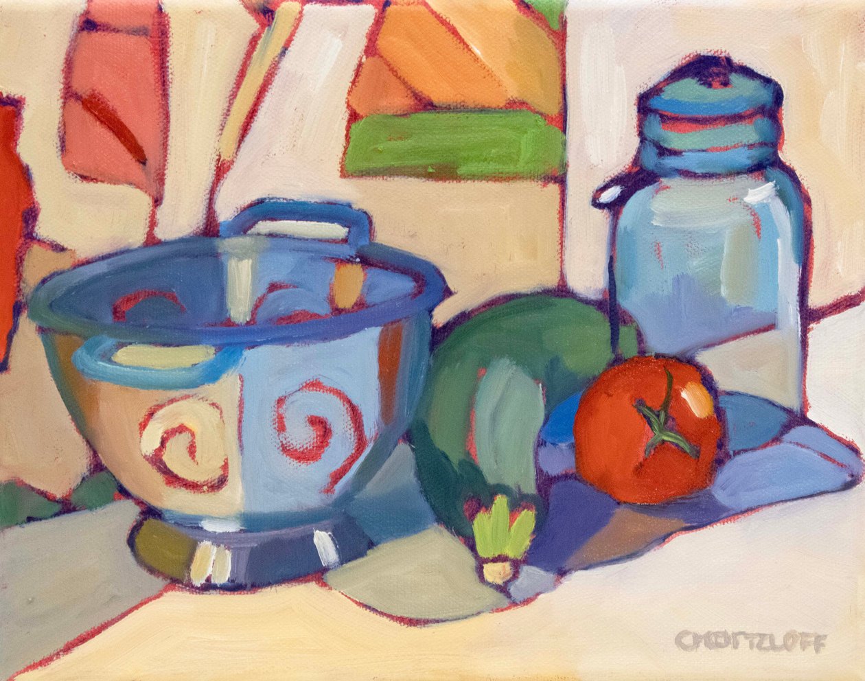 La nouvelle cuisine vintage, 2024 (huile sur toile) - Catherine J Martzloff