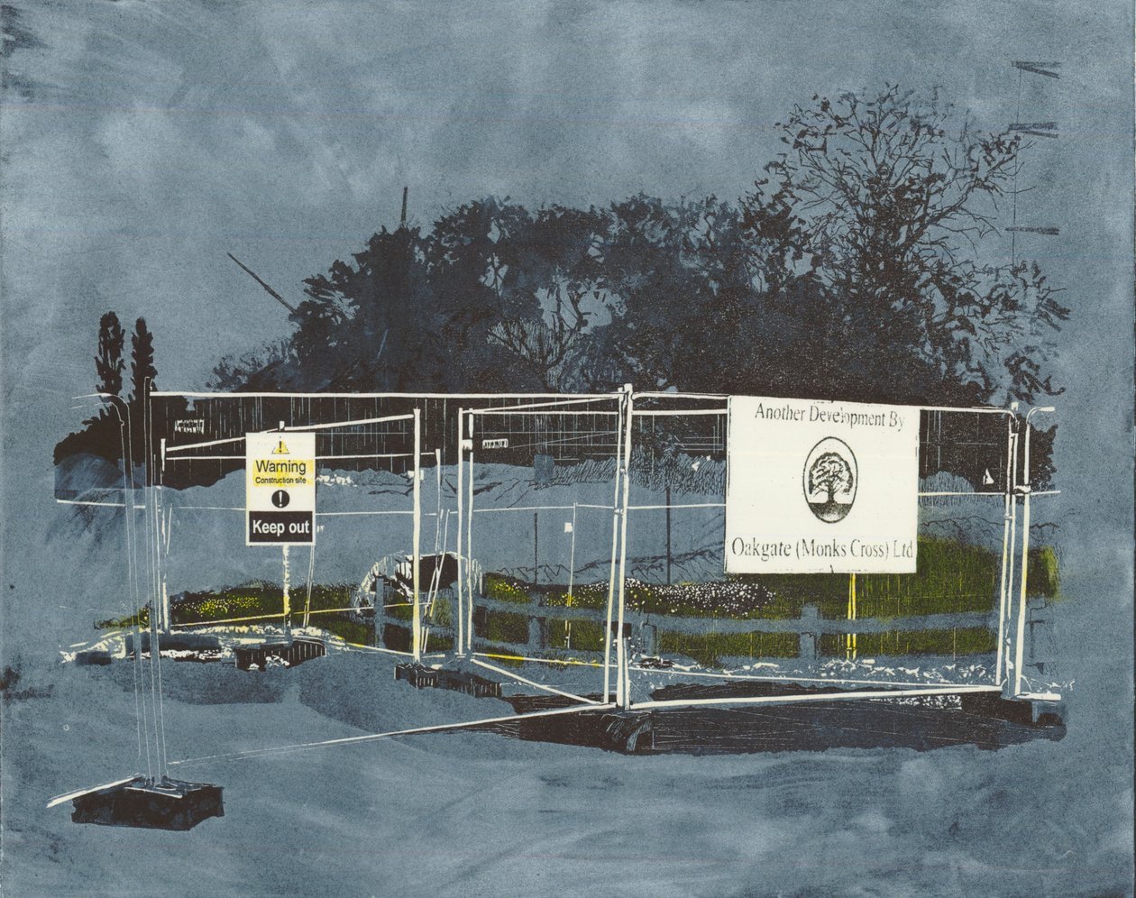 Un impact sur le paysage, 2014 (linogravure et gravure) - Catherine Sutcliffe-Fuller