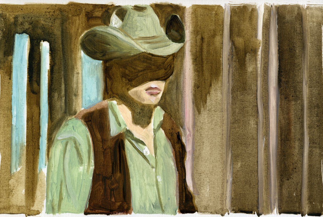 06.09.09 - Il était dans la maison quand il a entendu parler de sa chute de cheval, 2009 (huile sur papier) - Cathy Lomax