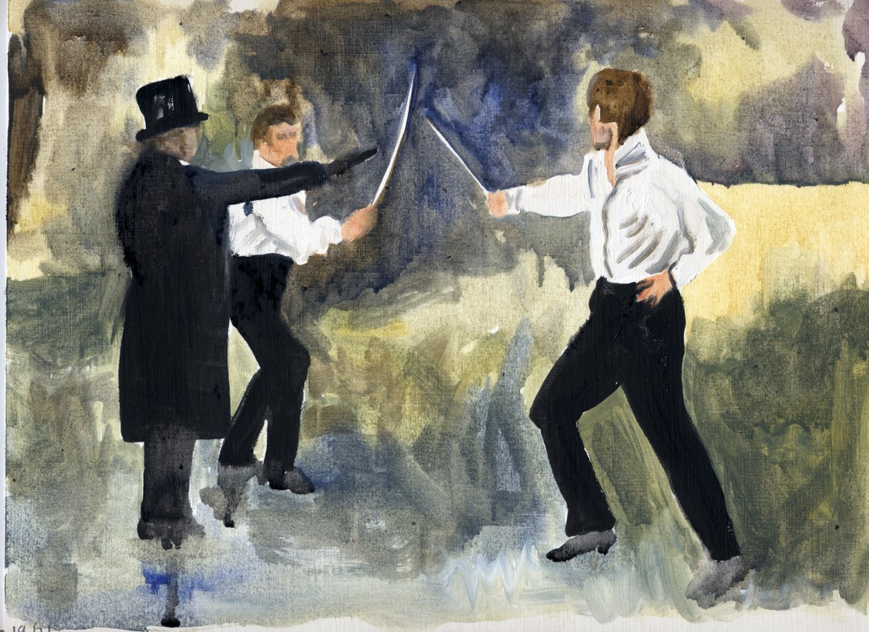 Le complot (Paris 1961), 2011 (huile sur papier) - Cathy Lomax