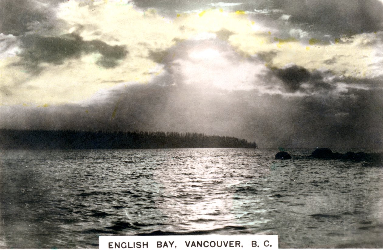 Coucher de soleil sur English Bay, Vancouver, Colombie-Britannique, Canada, années 1920 - Cavenders Ltd