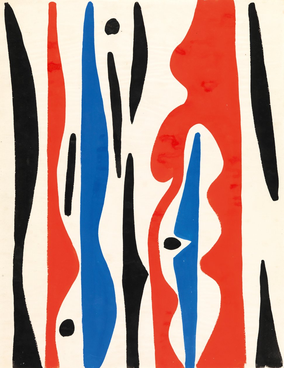 Composition, vers 1950 (gouache sur papier) - Caziel Caziel