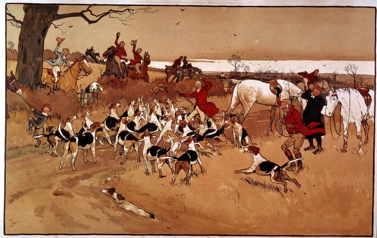 Scène de chasse : tir. Gravure de Cecil Aldin (1870 - ?), Angleterre. Collection privée - Cecil Charles Windsor Aldin