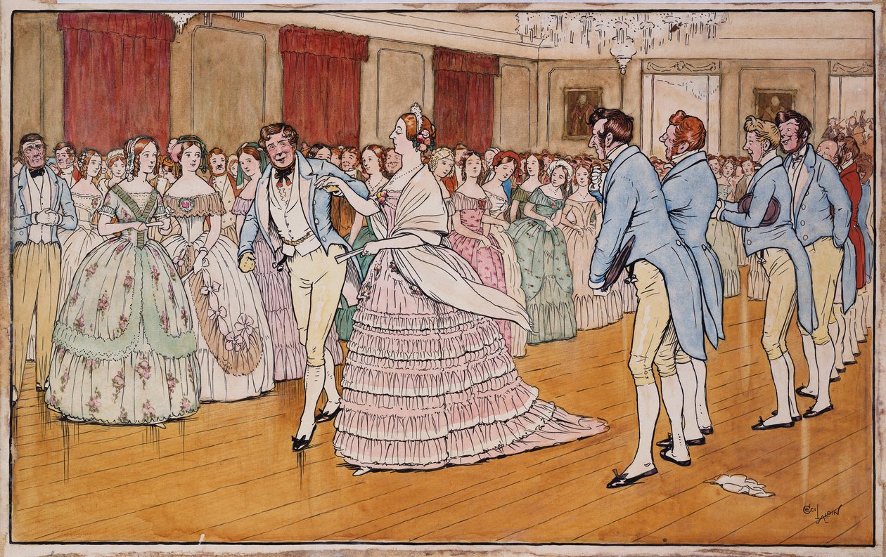 Mrs Barrington mène très complaisamment avec Stephen Dumpling", illustration de "Handley Cross" par Robert Smith Surtees - Cecil Charles Windsor Aldin