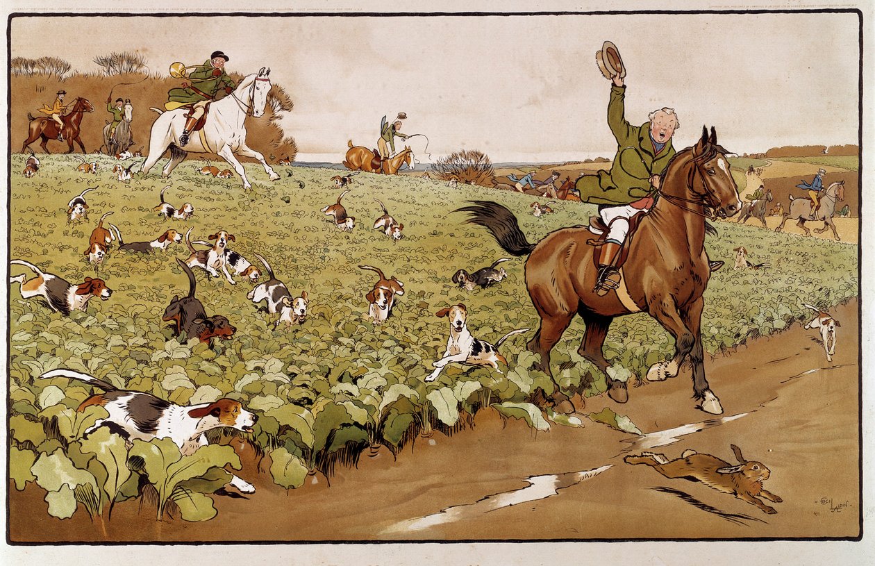 Aquarelle de Cecil Aldin (19e siècle) - Cecil Charles Windsor Aldin