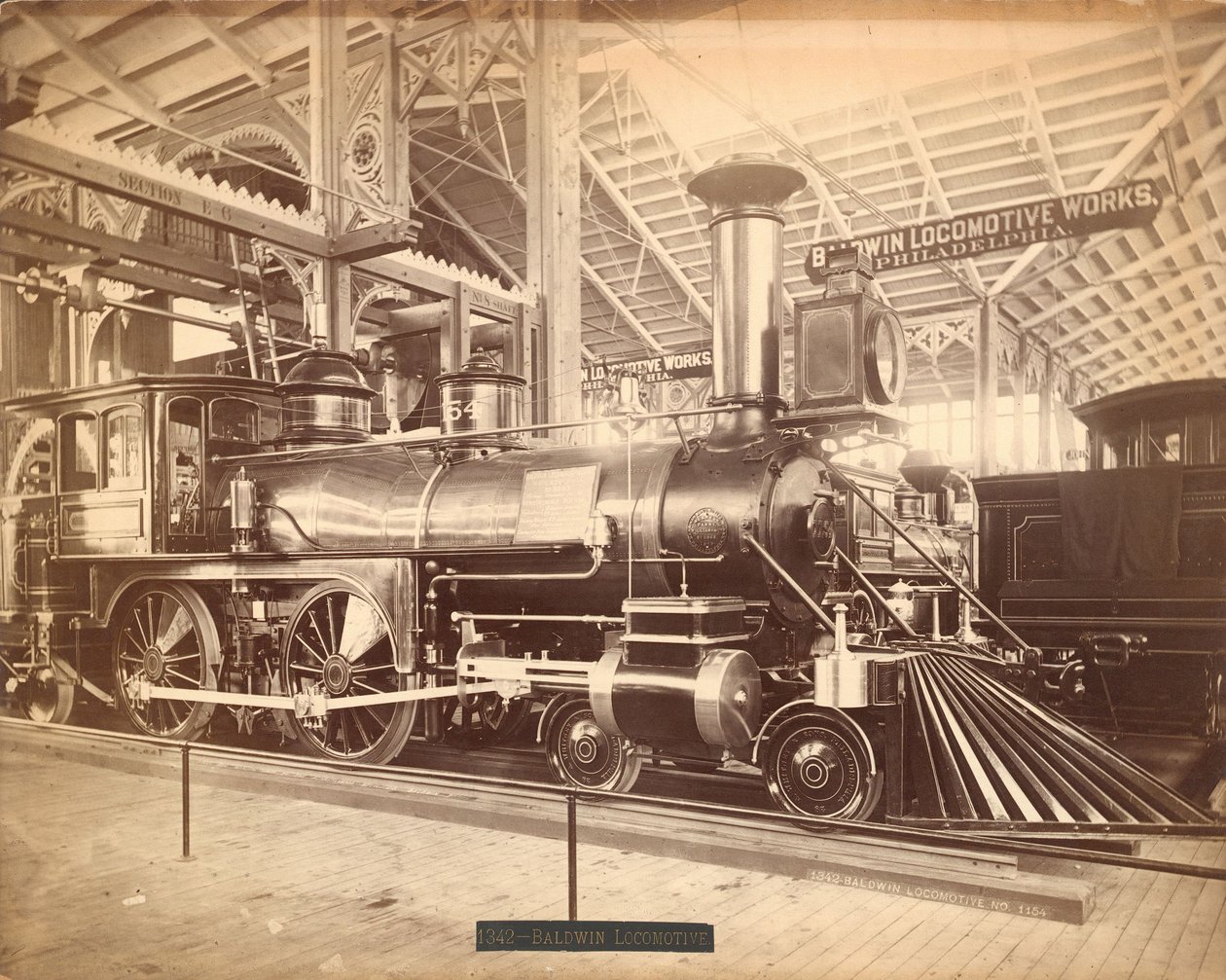 Locomotive Baldwin, "No. 1154", Exposition du Centenaire, Philadelphie - Centennial Photographic Co.