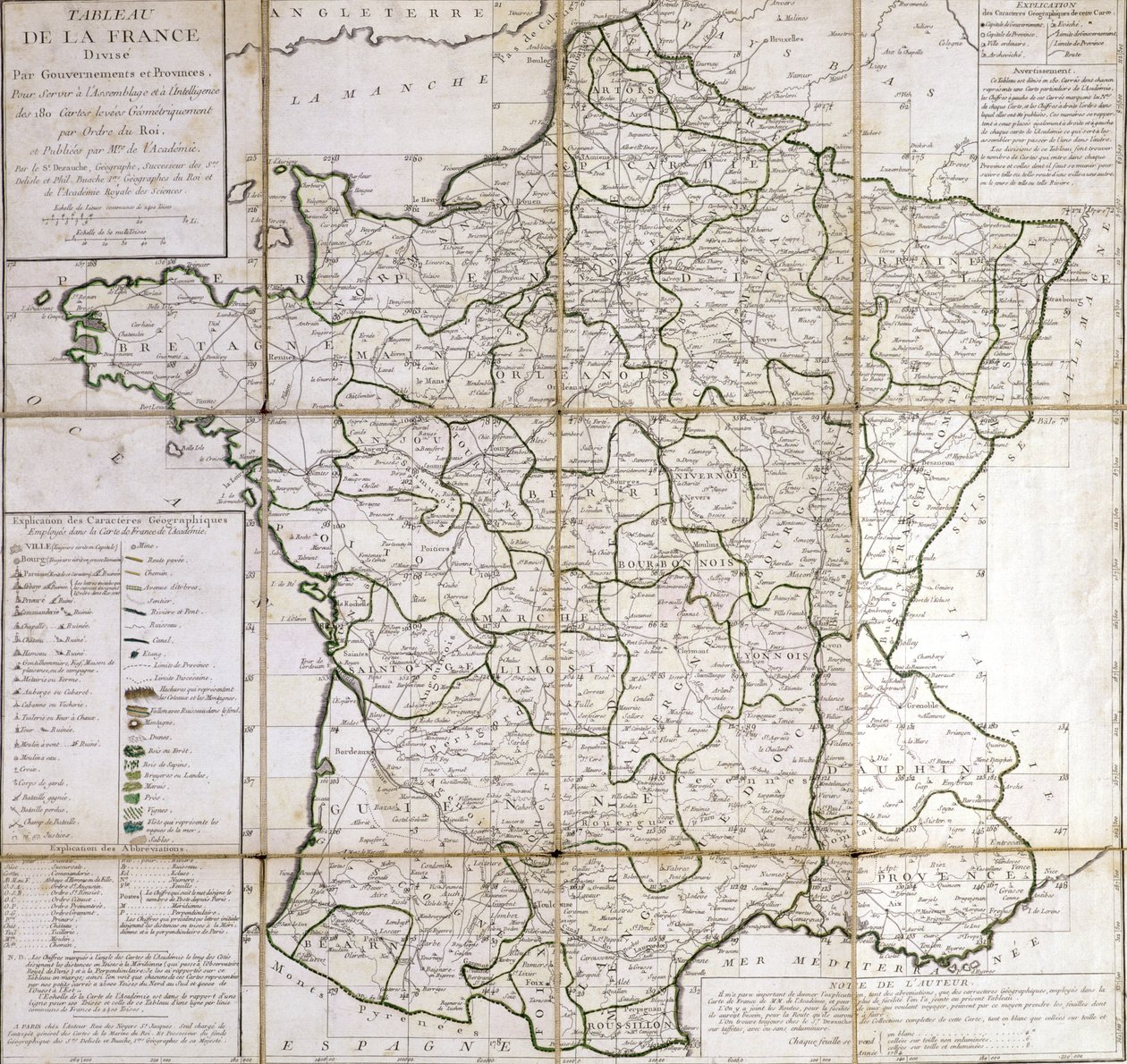 Carte de la France divisée en provinces - Cesar Francois Cassini de Thury