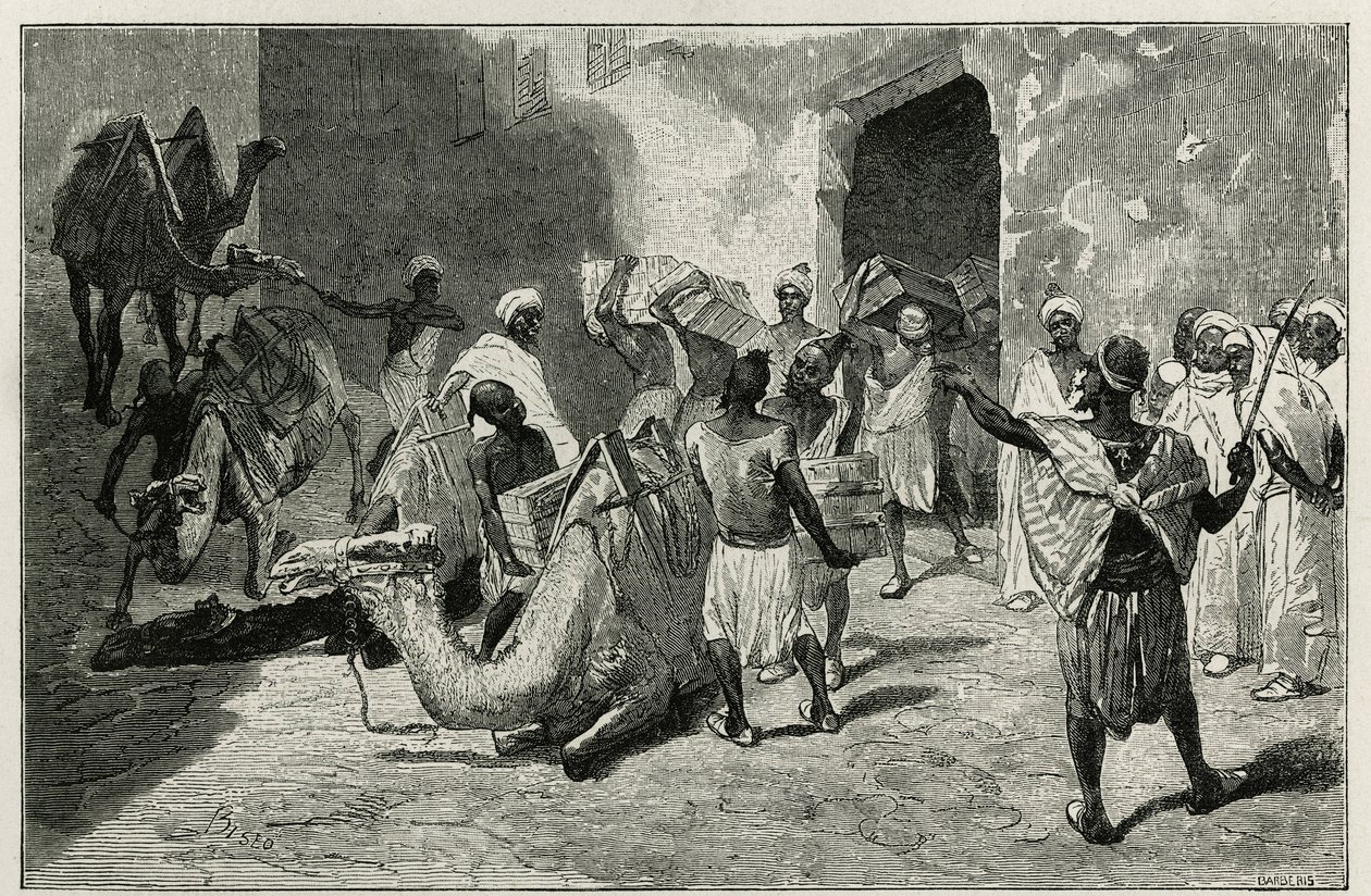 Le chargement des chameaux de la caravane de l