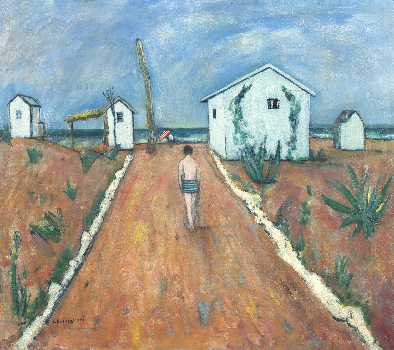 La plage à Fiumetto - Cesare Breveglieri