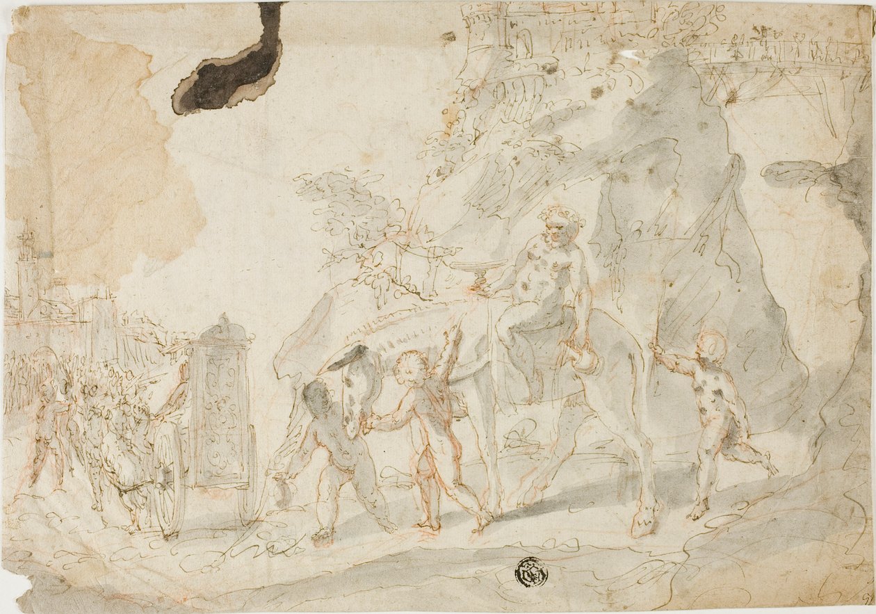 Triomphe de Bacchus avec Silène ivre sur un âne - Cesare Pollini