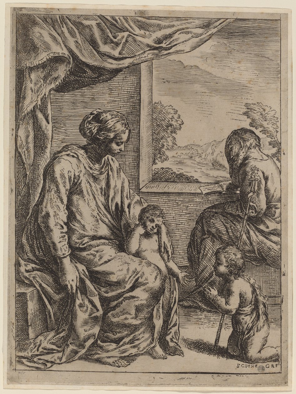 La Sainte Famille avec Saint Jean-Baptiste - Cesare Roberti, after Simone Cantarini