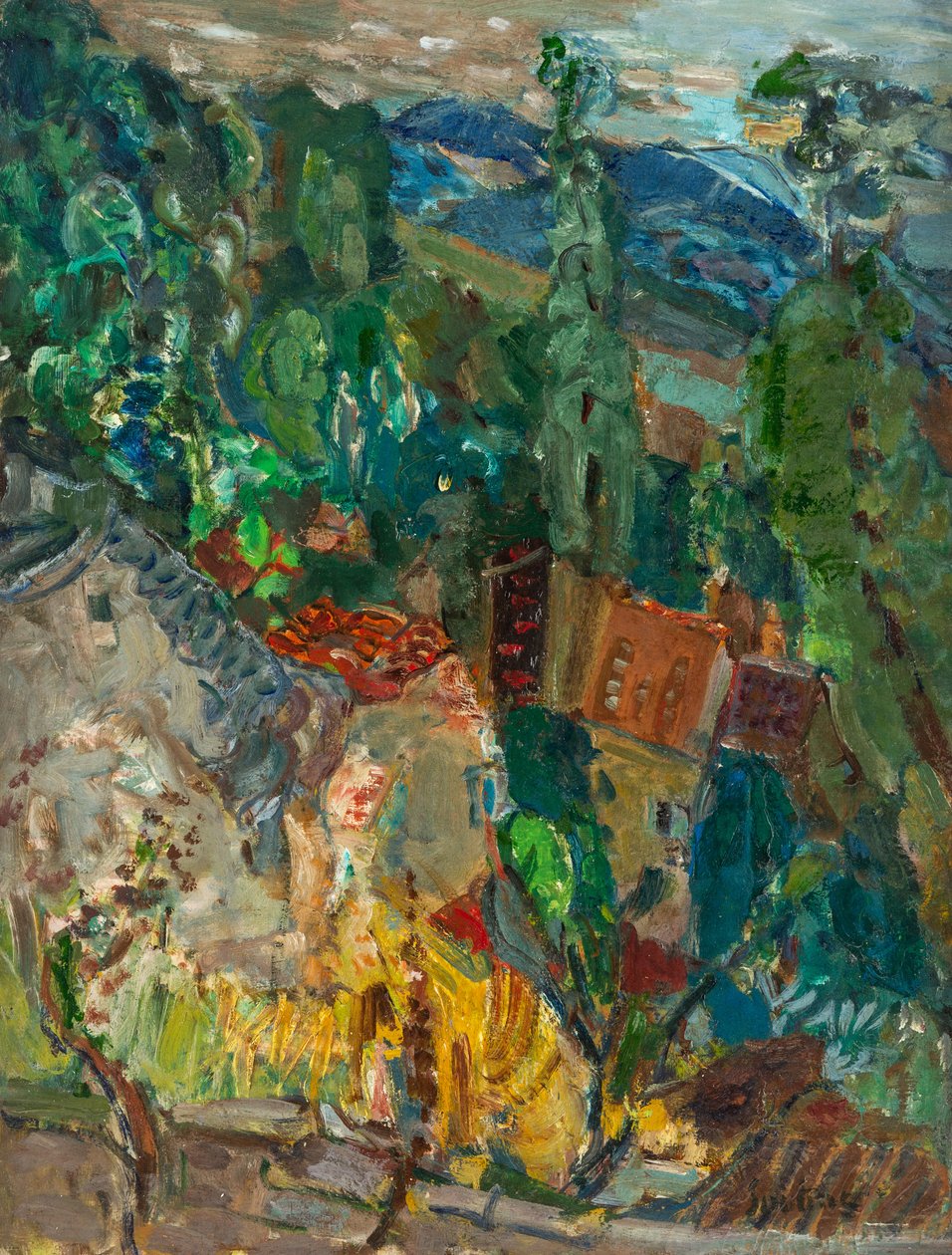 Paysage urbain avec cyprès, sud de la France, années 1920-1930 - Chaim Soutine