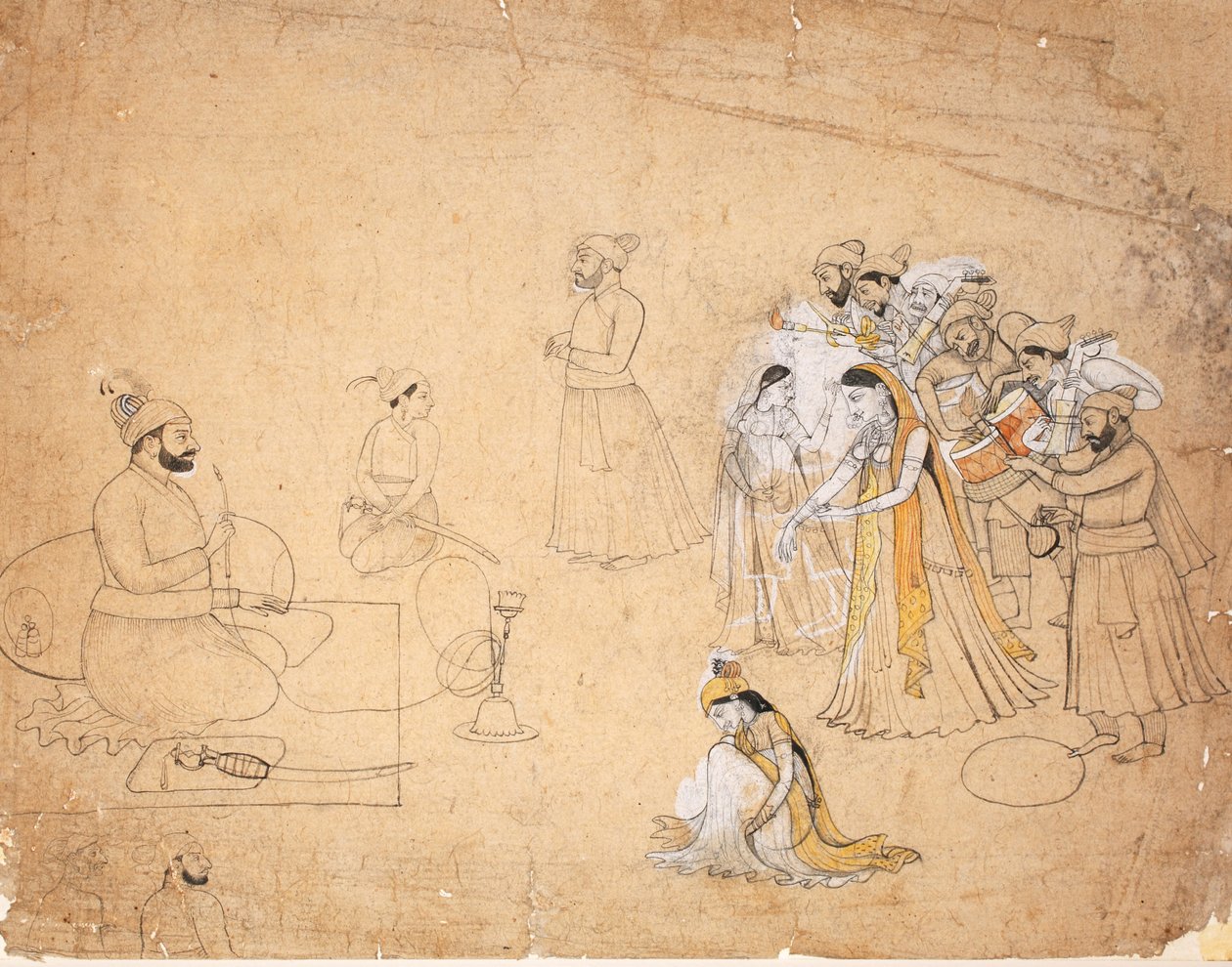 Un raja diverti par des danseurs et des musiciens, vers 1780 - Chajju