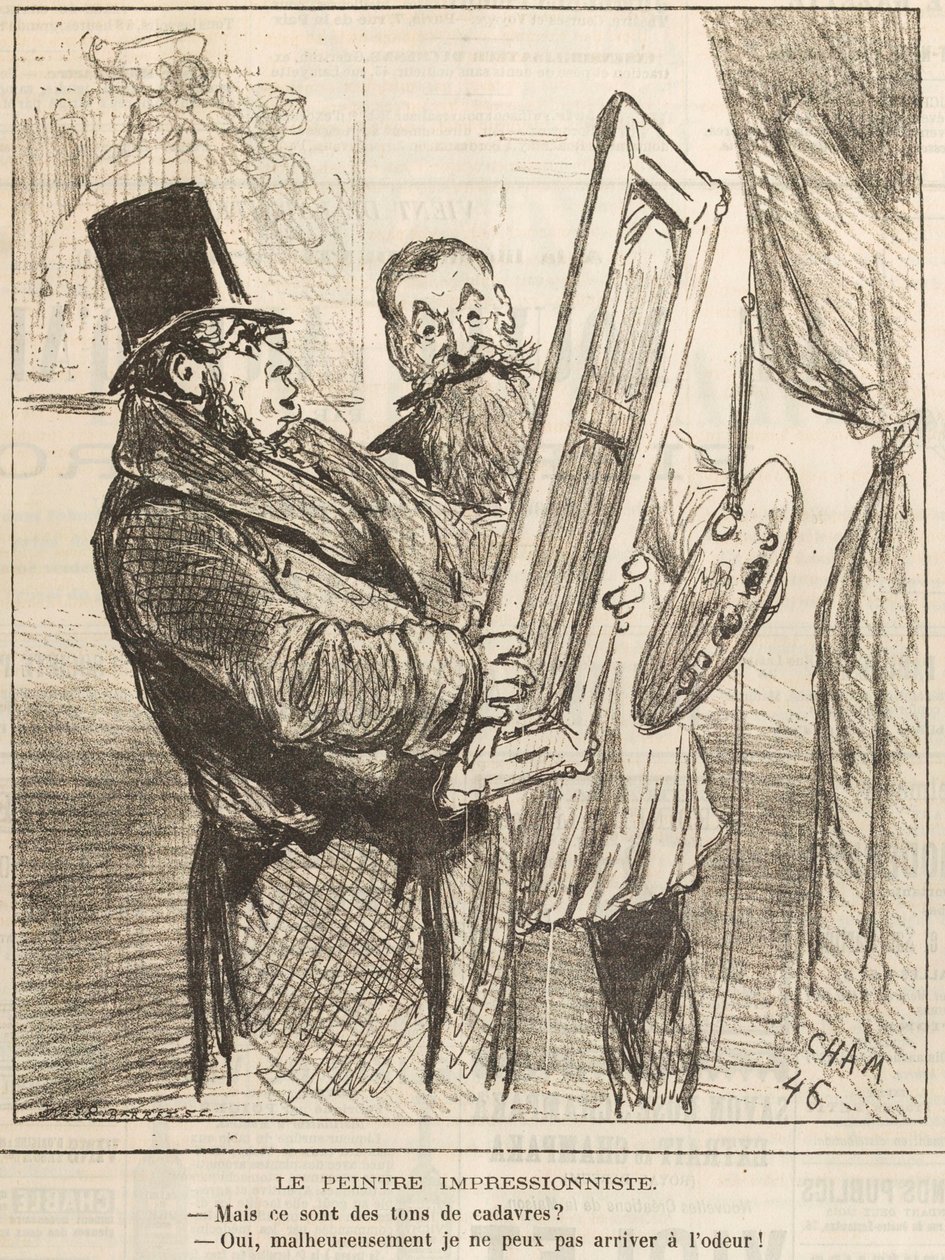 Le peintre impressionniste: Mais ce sont des tons de cadavre ..., 1877 - Cham
