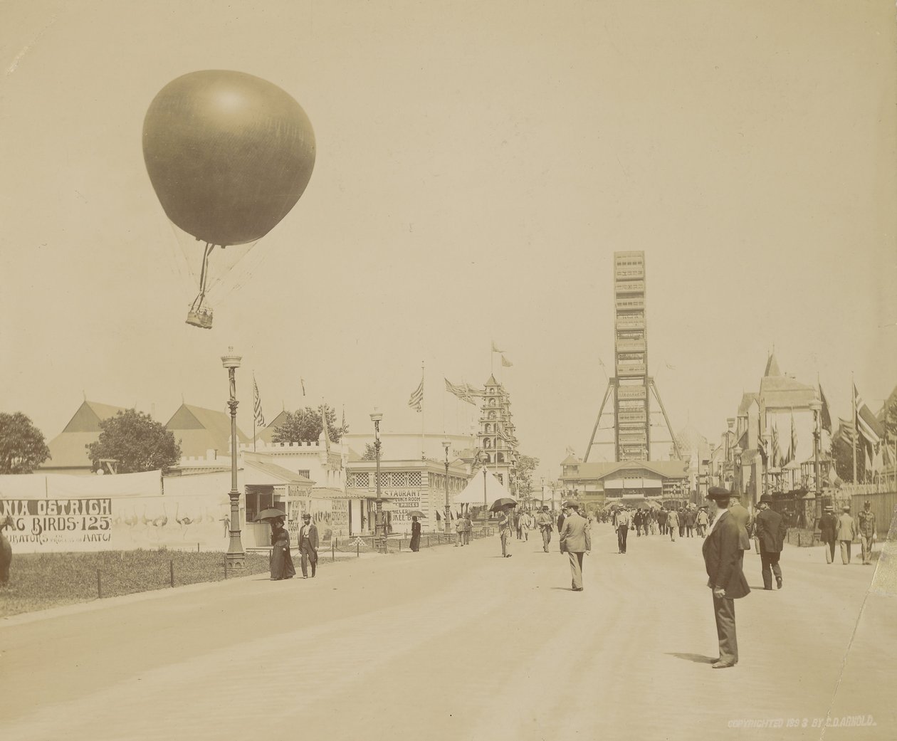Ballon captif et grande roue, Exposition universelle de Chicago - Charles Dudley Arnold