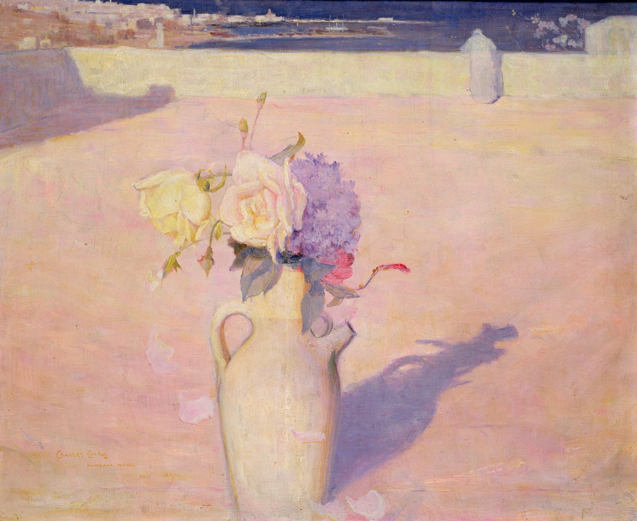 Fleurs dans un vase sur fond de Mustapha, Alger, 1891 - Charles Edward Conder