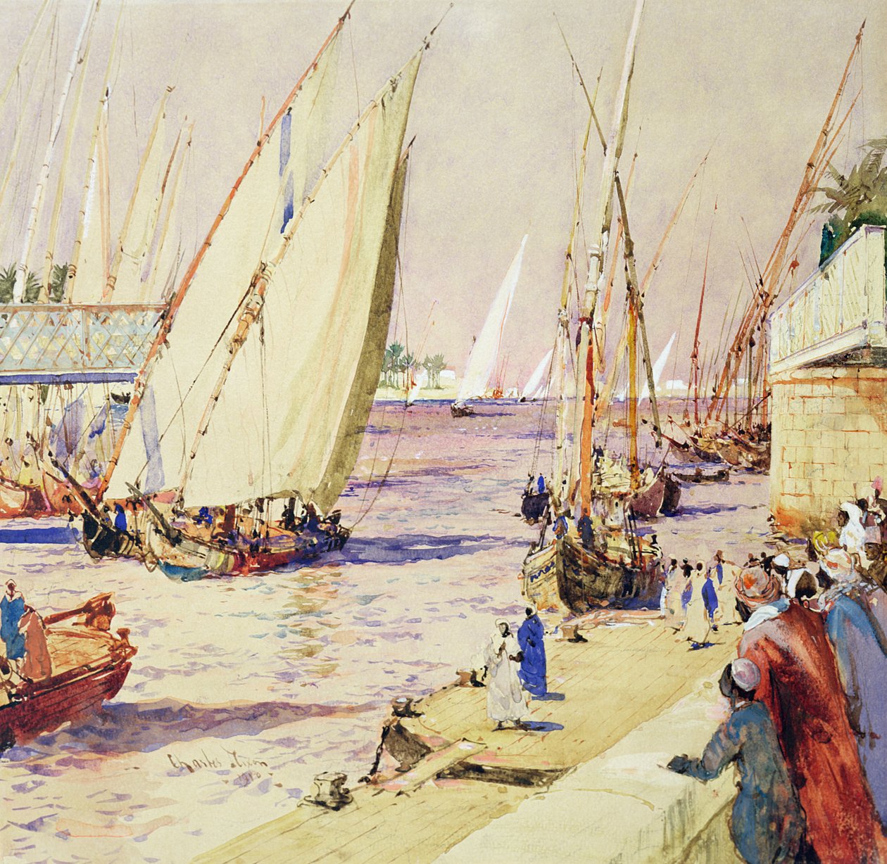 Felouques sur la route commerciale, 1910 - Charles Edward Dixon