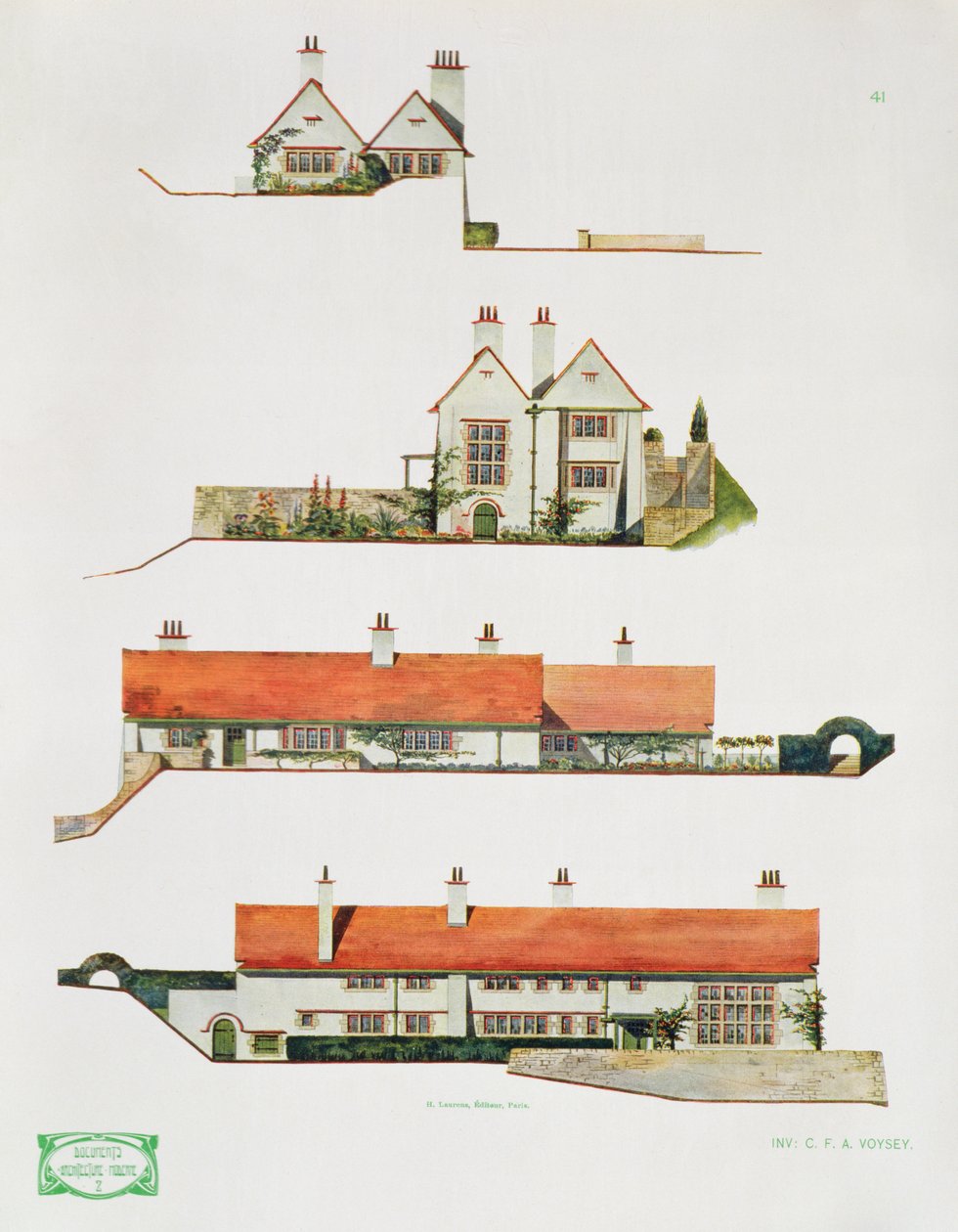 Conception pour une petite maison de campagne, début des années 1900 - Charles Francis Annesley Voysey