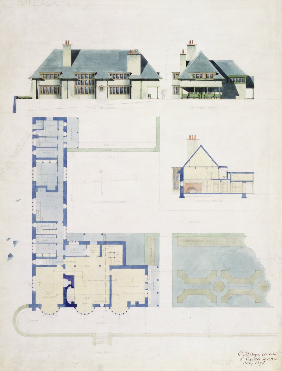 Conception proposée pour Broad Leys, Windermere, pour Arthur Currer Briggs Esq., 1898 - Charles Francis Annesley Voysey