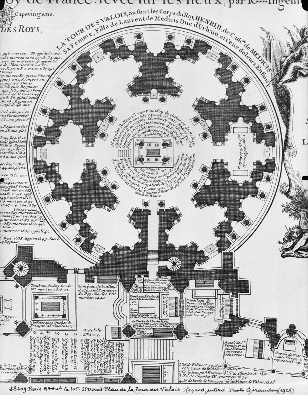 Basilique Saint-Denis, plan de la tour des Valois, 1705 - Charles Inselin