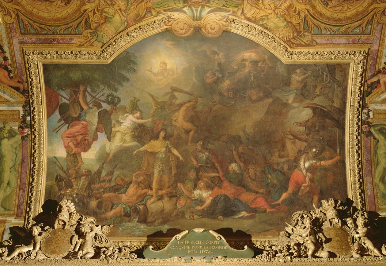 Franche-Comté Conquise pour la Seconde Fois, Peinture au Plafond de la Galerie des Glaces - Charles Le Brun