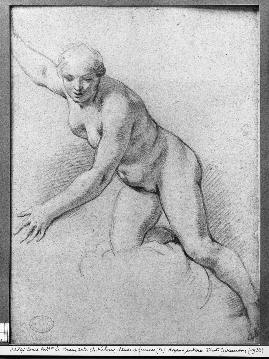 Femme agenouillée sur un nuage - Charles Le Brun